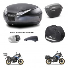 SHAD SH23 alu suitcases + mounting bracket SH48 trunk backrest cover accessories 49 L KIT-476485