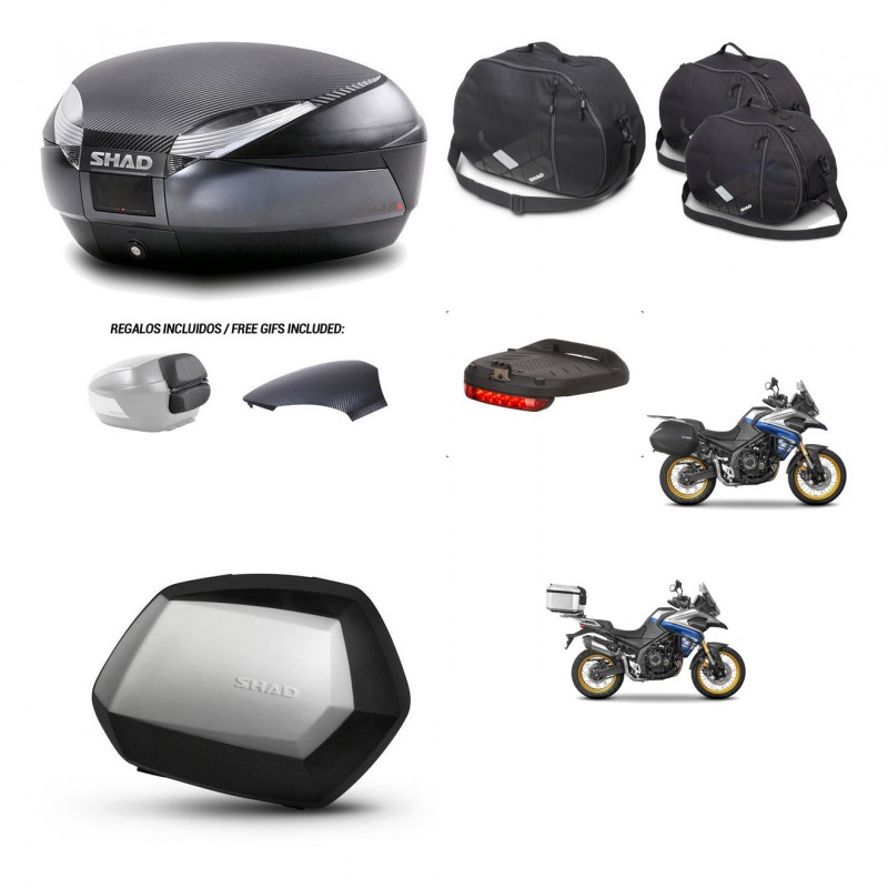 SHAD Maletas SH35 PREMIUM + soporte montaje baul SH48 tapa respaldo accesorios 49 L KIT-476490