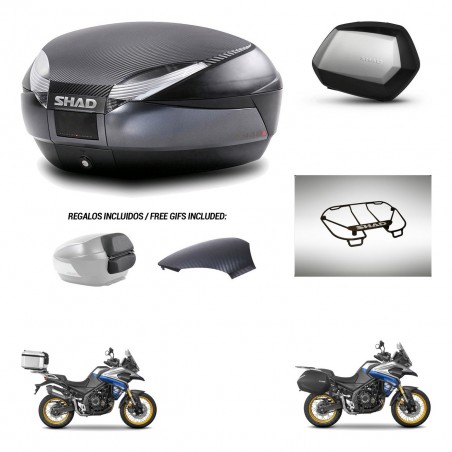 SHAD Maletas SH35 PREMIUM + soporte montaje baul SH48 tapa respaldo accesorios 49 L KIT-476495