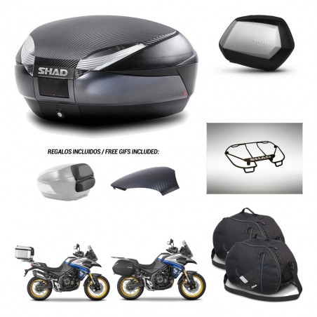 SHAD Maletas SH35 PREMIUM + soporte montaje baul SH48 tapa respaldo accesorios 49 L KIT-476496