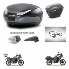 SHAD Maletas sh23 alu + soporte montaje baul SH48 tapa respaldo accesorios 49 L KIT-476497