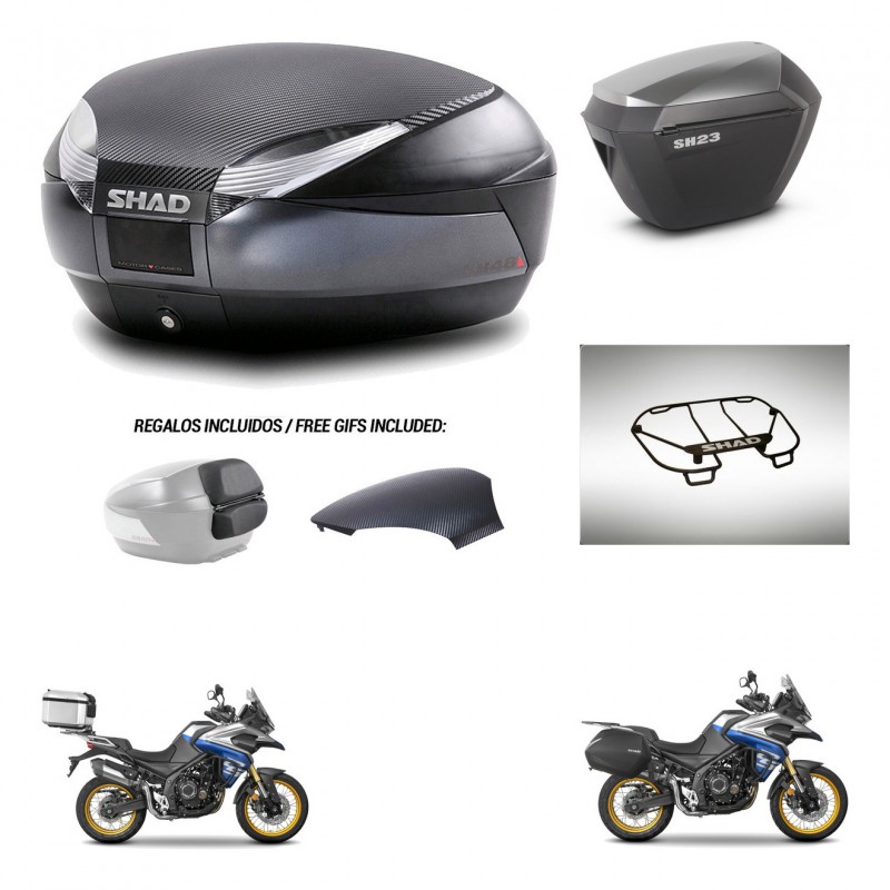 SHAD Maletas sh23 alu + soporte montaje baul SH48 tapa respaldo accesorios 49 L KIT-476497