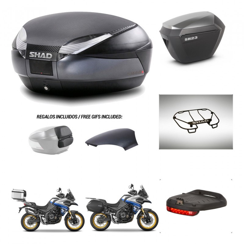 SHAD SH23 alu suitcases + mounting bracket SH48 trunk backrest cover accessories 49 L KIT-476503
