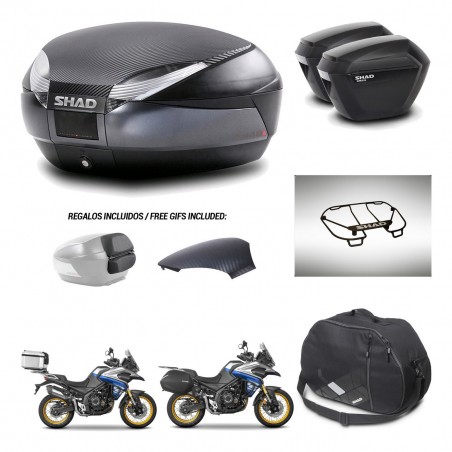 SHAD Maletas sh23 + soporte montaje baul SH48 tapa respaldo accesorios 49 L KIT-476506