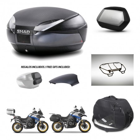 SHAD Maletas SH35 PREMIUM + soporte montaje baul SH48 tapa respaldo accesorios 49 L KIT-476507
