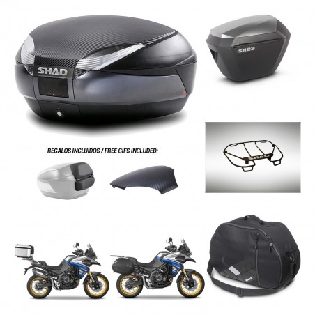 SHAD SH23 alu suitcases + mounting bracket SH48 trunk backrest cover accessories 49 L KIT-476509