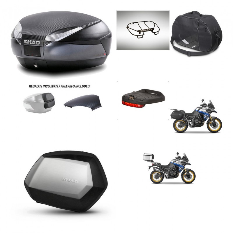 SHAD Maletas SH35 PREMIUM + soporte montaje baul SH48 tapa respaldo accesorios 49 L KIT-476513