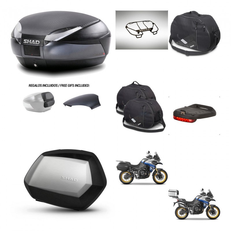 SHAD Maletas SH35 PREMIUM + soporte montaje baul SH48 tapa respaldo accesorios 49 L KIT-476514