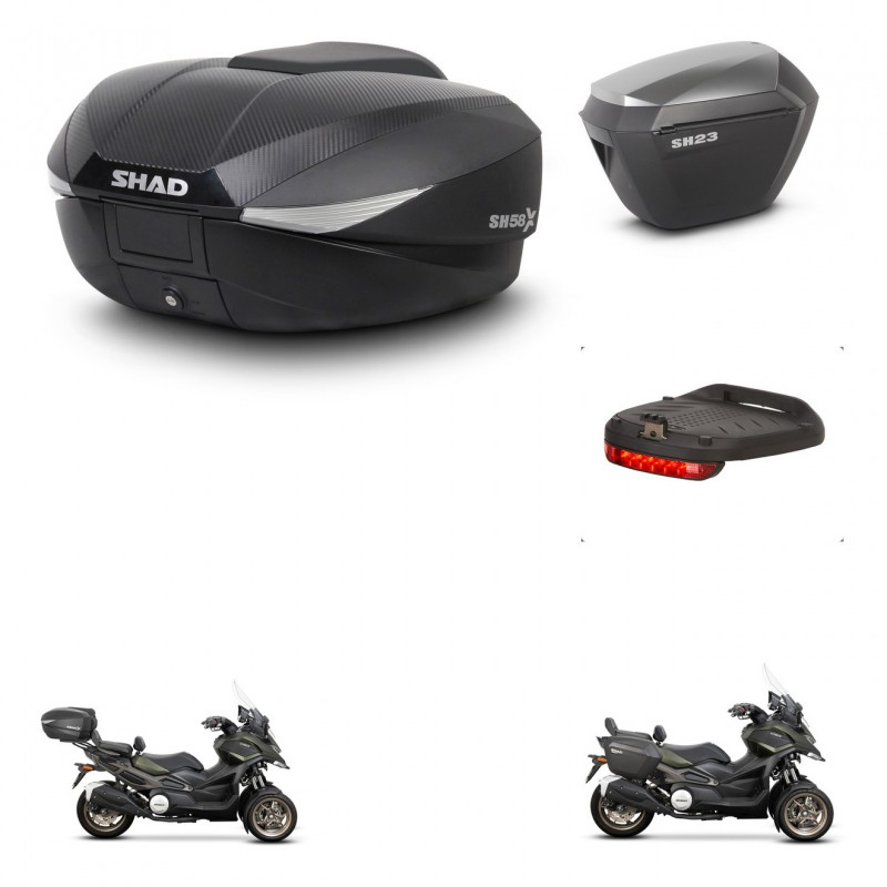 SHAD SH23 alu suitcases + mounting bracket SH58 trunk accessories KIT-476623