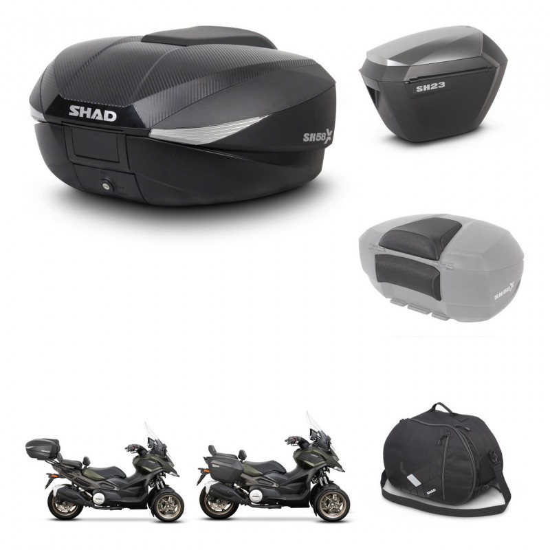 SHAD SH23 alu suitcases + mounting bracket SH58 trunk accessories KIT-476653