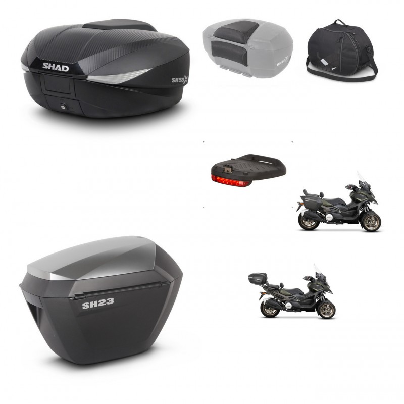 SHAD SH23 alu suitcases + mounting bracket SH58 trunk accessories KIT-476659