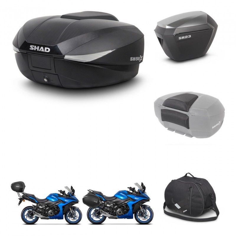SHAD SH23 alu suitcases + mounting bracket SH58 trunk accessories KIT-476701