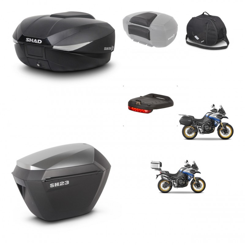 SHAD SH23 alu suitcases + mounting bracket SH58 trunk accessories KIT-477043