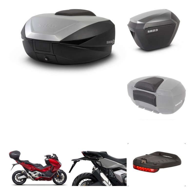 SHAD SH23 alu suitcases + mounting bracket SH59 trunk accessories 59L KIT-477079