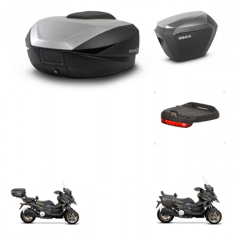 SHAD SH23 alu suitcases + mounting bracket SH59 trunk accessories 59L KIT-477151