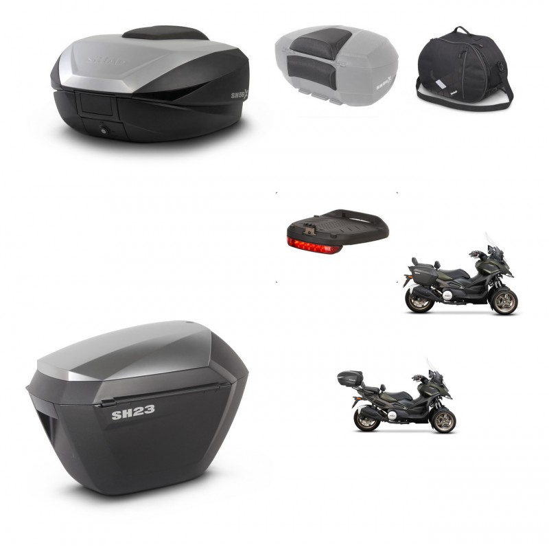 SHAD SH23 alu suitcases + mounting bracket SH59 trunk accessories 59L KIT-477187