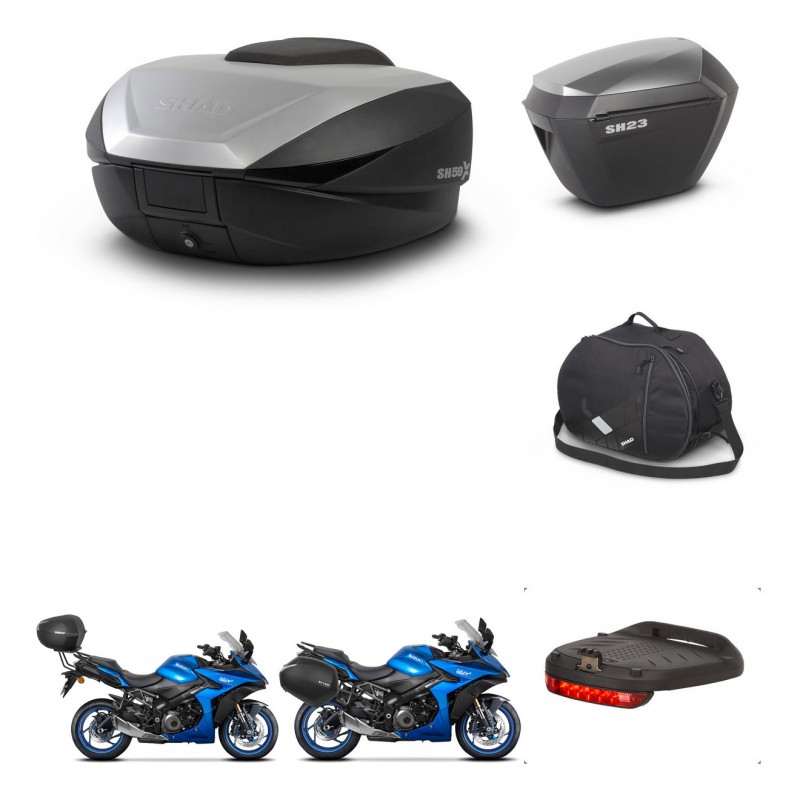 SHAD SH23 alu suitcases + mounting bracket SH59 trunk accessories 59L KIT-477211