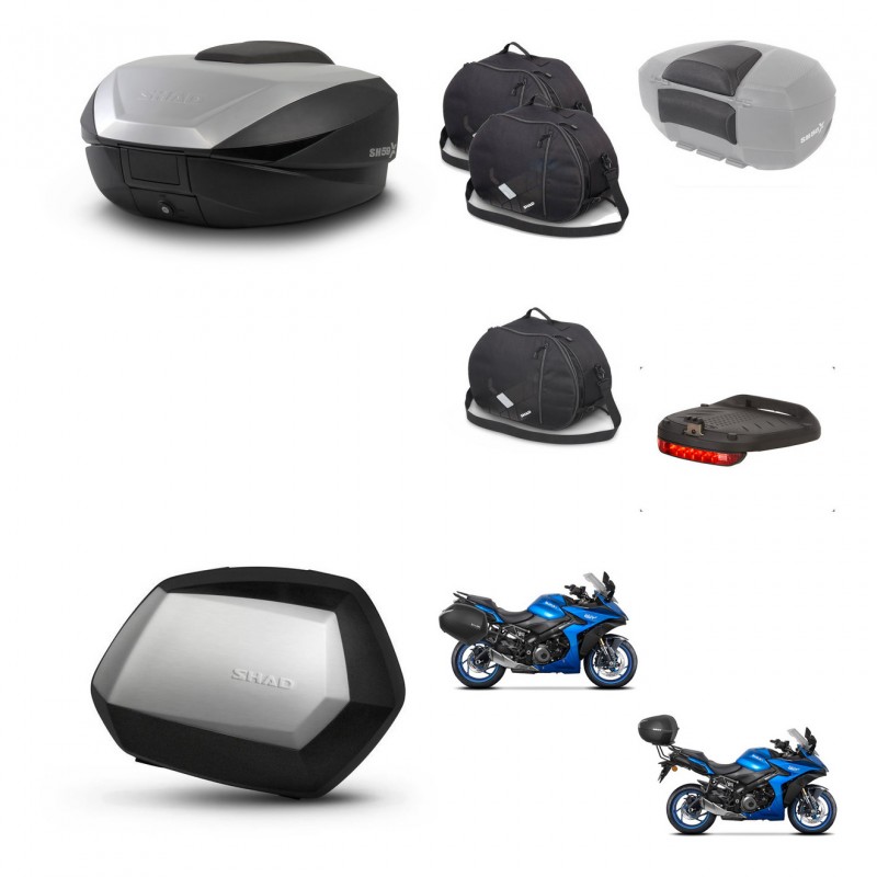 SHAD SH35 PREMIUM suitcases + mounting bracket SH59 trunk accessories 59L KIT-477234