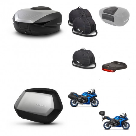 SHAD Maletas SH35 PREMIUM + soporte montaje baul SH59 accesorios 59L KIT-477234