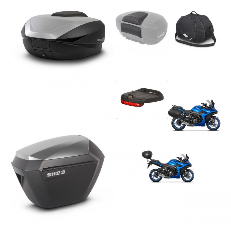 SHAD SH23 alu suitcases + mounting bracket SH59 trunk accessories 59L KIT-477235