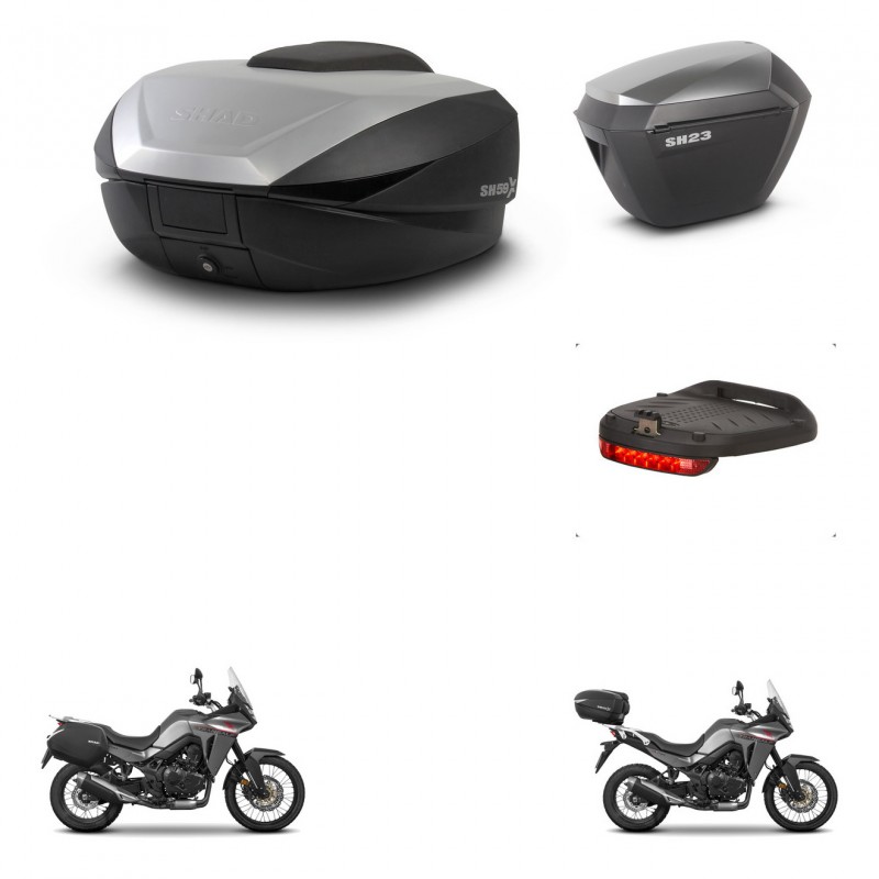 SHAD SH23 alu suitcases + mounting bracket SH59 trunk accessories 59L KIT-477295