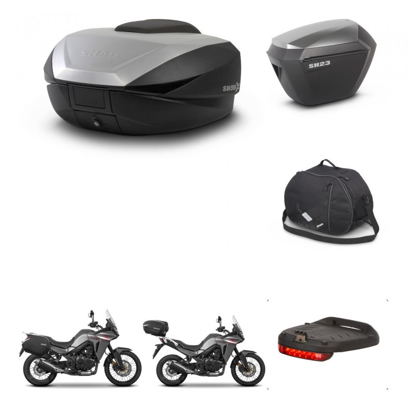 SHAD SH23 alu suitcases + mounting bracket SH59 trunk accessories 59L KIT-477307