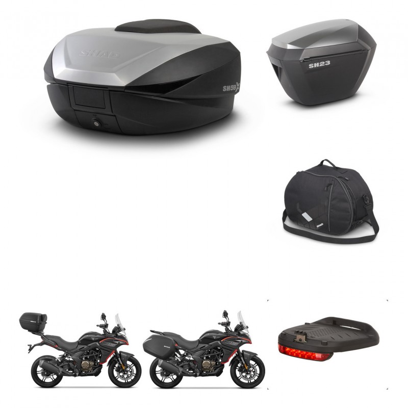 SHAD SH23 alu suitcases + mounting bracket SH59 trunk accessories 59L KIT-477355