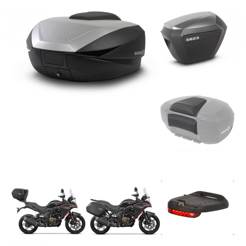 SHAD SH23 alu suitcases + mounting bracket SH59 trunk accessories 59L KIT-477367