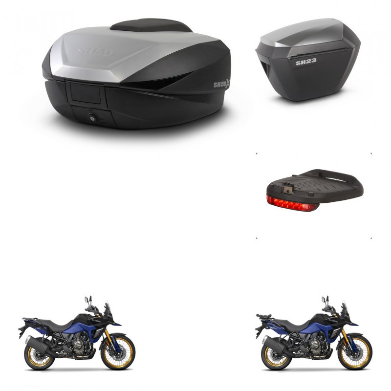 SHAD SH23 alu suitcases + mounting bracket SH59 trunk accessories 59L KIT-477391