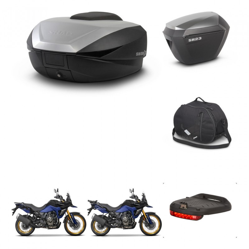 SHAD SH23 alu suitcases + mounting bracket SH59 trunk accessories 59L KIT-477403