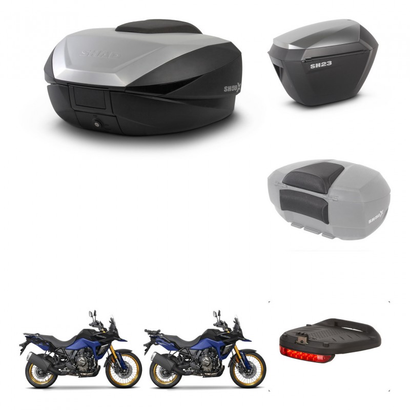 SHAD SH23 alu suitcases + mounting bracket SH59 trunk accessories 59L KIT-477415