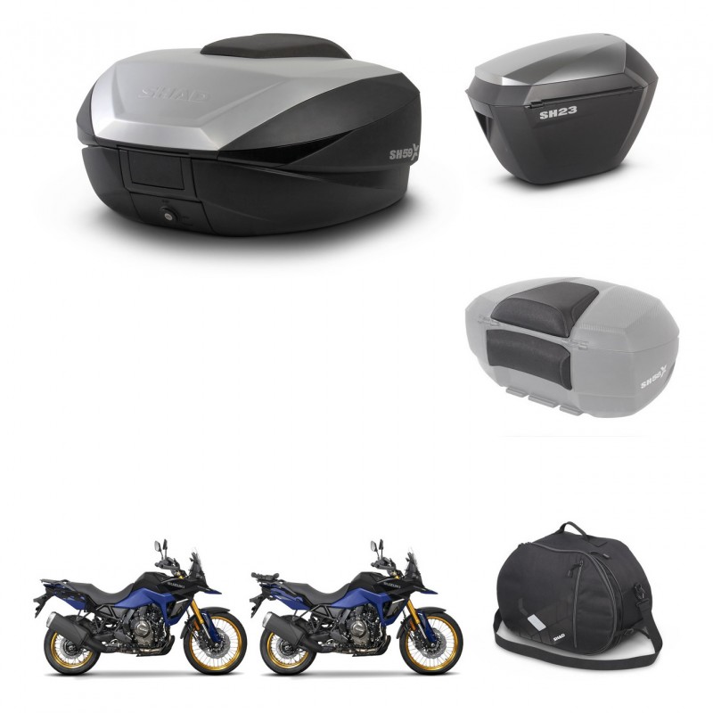 SHAD Maletas sh23 alu + soporte montaje baul SH59 accesorios 59L KIT-477421