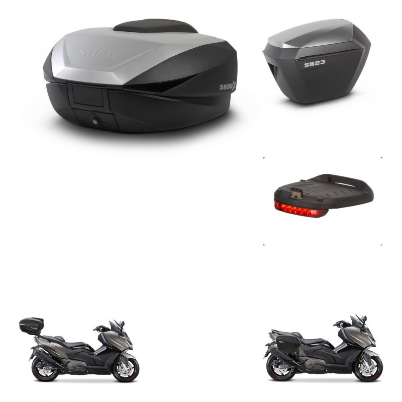 SHAD SH23 alu suitcases + mounting bracket SH59 trunk accessories 59L KIT-477487