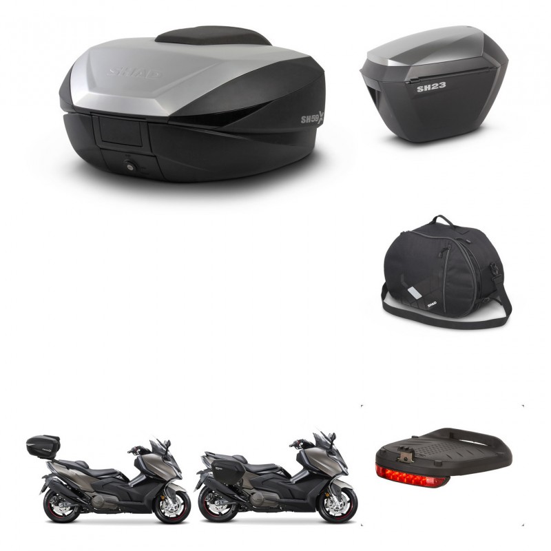 SHAD SH23 alu suitcases + mounting bracket SH59 trunk accessories 59L KIT-477499