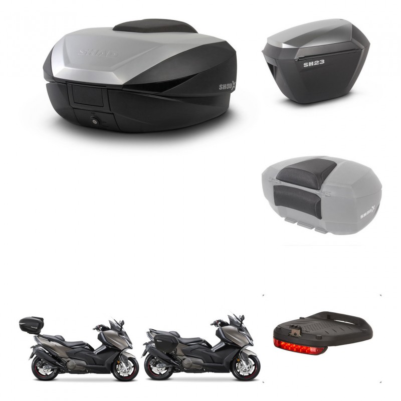 SHAD SH23 alu suitcases + mounting bracket SH59 trunk accessories 59L KIT-477511