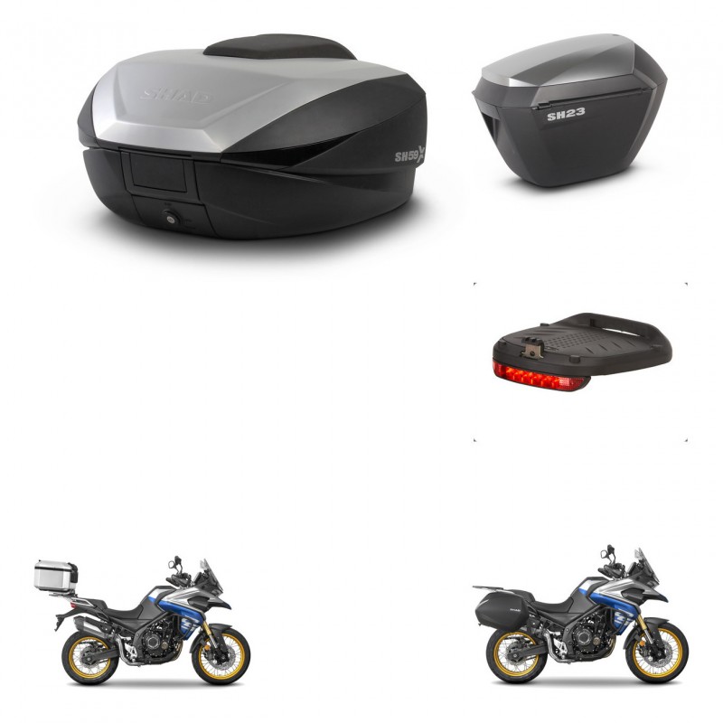 SHAD SH23 alu suitcases + mounting bracket SH59 trunk accessories 59L KIT-477535