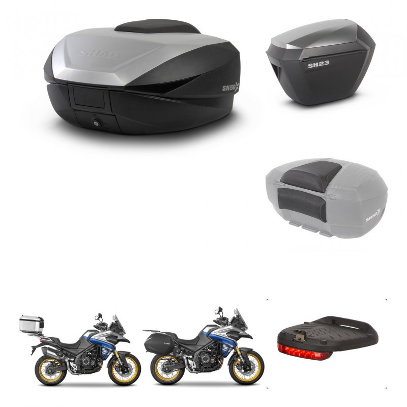 SHAD SH23 alu suitcases + mounting bracket SH59 trunk accessories 59L KIT-477559