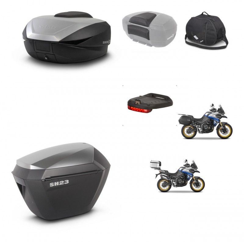 SHAD SH23 alu suitcases + mounting bracket SH59 trunk accessories 59L KIT-477571