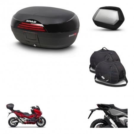 SHAD Maletas SH35 PREMIUM + soporte montaje baul SH46 accesorios 45 L KIT-477576