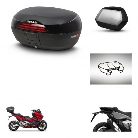 SHAD Maletas SH35 PREMIUM + soporte montaje baul SH46 accesorios 45 L KIT-477623