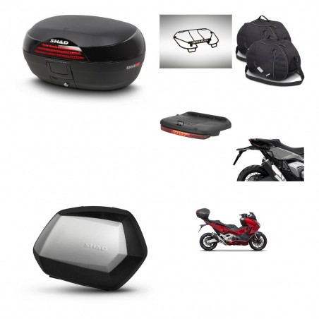SHAD Maletas SH35 PREMIUM + soporte montaje baul SH46 accesorios 45 L KIT-477630