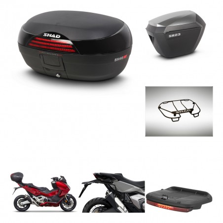 SHAD Maletas sh23 alu + soporte montaje baul SH46 accesorios 45 L KIT-477631