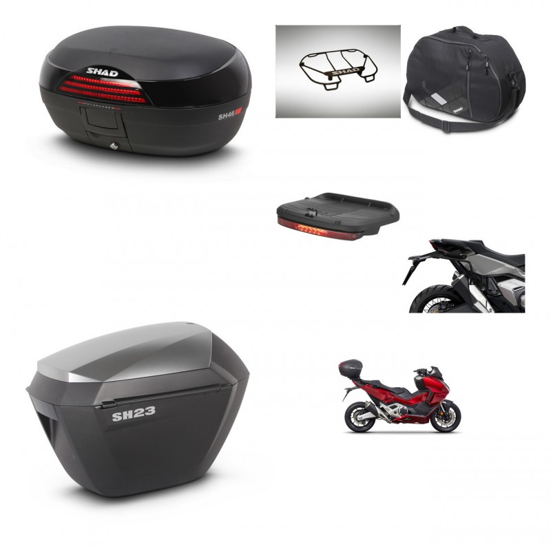 SHAD Maletas sh23 alu + soporte montaje baul SH46 accesorios 45 L KIT-477643