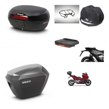 SHAD SH23 alu suitcases + mounting bracket SH46 trunk accessories 45 L KIT-477643