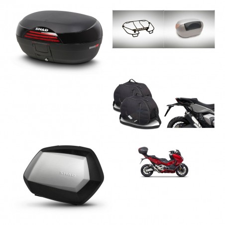 SHAD Maletas SH35 PREMIUM + soporte montaje baul SH46 accesorios 45 L KIT-477648