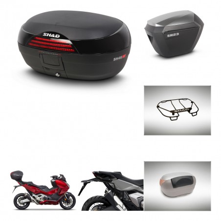 SHAD Maletas sh23 alu + soporte montaje baul SH46 accesorios 45 L KIT-477649