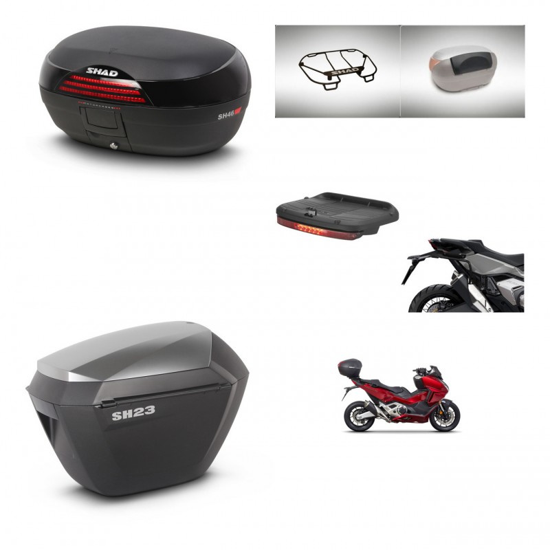 SHAD Maletas sh23 alu + soporte montaje baul SH46 accesorios 45 L KIT-477655