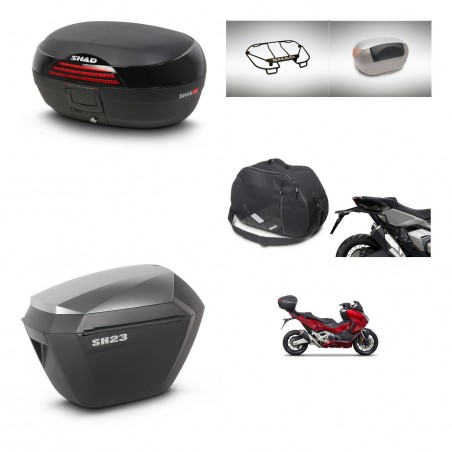 SHAD SH23 alu suitcases + mounting bracket SH46 trunk accessories 45 L KIT-477661