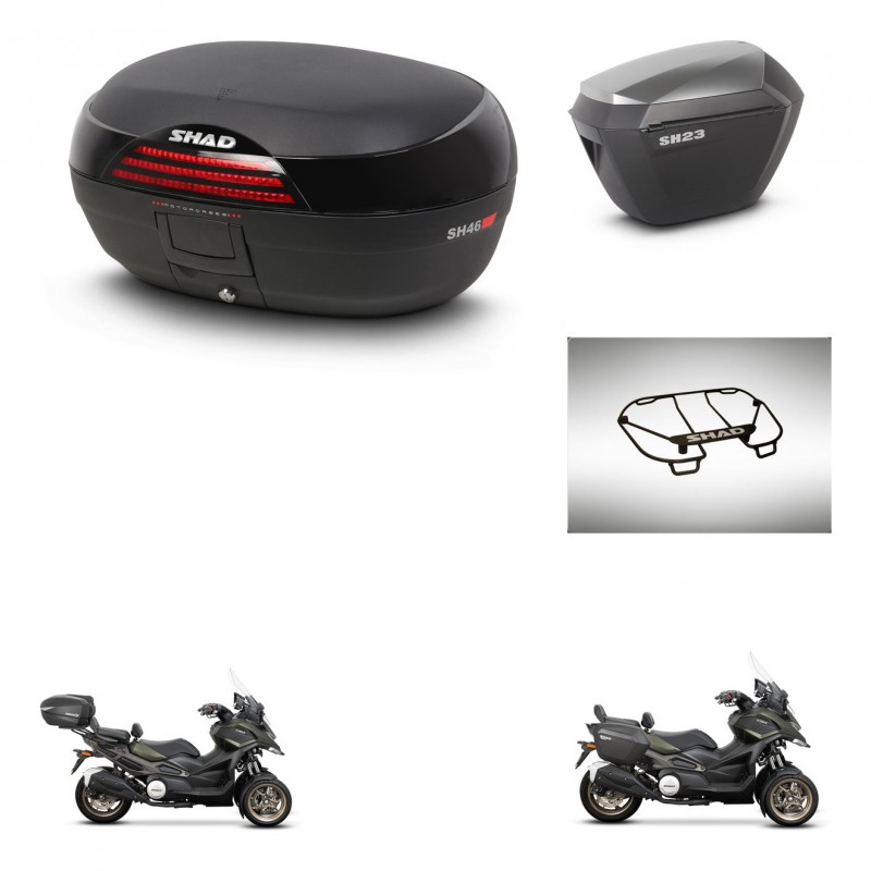 SHAD SH23 alu suitcases + mounting bracket SH46 trunk accessories 45 L KIT-477817