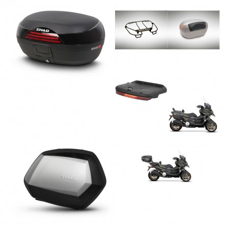 SHAD Maletas SH35 PREMIUM + soporte montaje baul SH46 accesorios 45 L KIT-477845